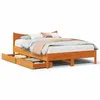 Image de vidaXL Cadre de lit avec tiroirs cire marron 160x200cm bois massif pin, sommier, cadre de lit double, cadre de lit en bois 3301901
