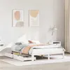 Image de vidaXL Cadre de lit avec tiroirs blanc 140x190 cm bois de pin massif, sommier, cadre de lit double, cadre de lit en bois 3301941