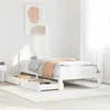Image de vidaXL Cadre de lit avec tiroirs blanc 90x200 cm bois de pin massif, sommier, cadre de lit simple, cadre de lit en bois 3301979