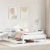 Image de vidaXL Cadre de lit avec tiroirs blanc 160x200 cm bois massif de pin, sommier, cadre de lit double, cadre de lit en bois 3302015