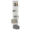 Image de vidaXL Étagère d'angle murale blanc 36,5x36,5x140 cm bois d'ingénierie, étagère d'angle, étagère suspendue, étagère murale 852627