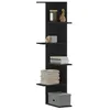 Image de vidaXL Étagère d'angle murale noir 36,5x36,5x140 cm bois d'ingénierie, étagère d'angle, étagère suspendue, étagère murale 852628