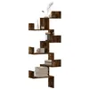Image de vidaXL Étagère d'angle murale chêne fumé 45x45x147cm bois d'ingénierie, étagère d'angle, étagère suspendue, étagère murale 852640