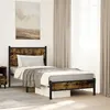 Image de vidaXL Cadre de lit en métal avec tête de lit chêne fumé 80x200 cm, lit simple, meuble de chambre à coucher, lit d'invité, 4007805