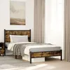 Image de vidaXL Cadre de lit en métal avec tête de lit chêne fumé 100x200 cm, lit simple, meuble de chambre à coucher, lit d'invité, 4007809