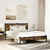 Image de vidaXL Cadre de lit métal avec tête de lit chêne fumé 140x200 cm, lit double, meuble de chambre à coucher, lit d'invité, 4007815
