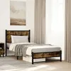 Image de vidaXL Cadre de lit en métal avec tête de lit chêne fumé 80x200 cm, lit simple, meuble de chambre à coucher, lit d'invité, 4007823