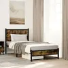 Image de vidaXL Cadre de lit en métal avec tête de lit chêne fumé 90x190 cm, lit simple, meuble de chambre à coucher, lit d'invité, 4007824