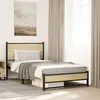 Image de vidaXL Cadre de lit en métal avec tête de lit chêne sonoma 100x200 cm, lit simple, meuble de chambre à coucher, lit 4007881