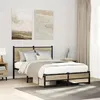 Image de vidaXL Cadre de lit en métal avec tête de lit chêne sonoma 120x200 cm, lit double, meuble de chambre à coucher, lit 4007884