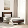 Image de vidaXL Cadre de lit en métal avec tête de lit chêne marron 75x190 cm, lit simple, meuble de chambre à coucher, lit d'invité, 4007930