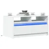 Image de vidaXL Table basse avec lumières LED blanc bois d'ingénierie, table latérale, table de salon, table d'accent, bout de 851991