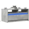 Image de vidaXL Table basse avec lumières LED gris béton bois d'ingénierie, table latérale, table de salon, table d'accent, bout de canapé, table centrale