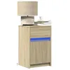 Image de vidaXL Armoire de chevet avec lumières LED chêne sonoma, table d'appoint, armoire de lit, table d'appoint pour la chambre, 852002