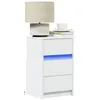 Image de vidaXL Armoire de chevet avec lumières LED blanc bois d'ingénierie, table d'appoint, armoire de lit, table d'appoint pour la 852012