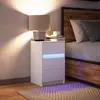 Image de Table de Chevet LED, Blanche, Matériau à Base de Bois