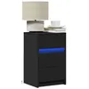 Image de vidaXL Armoire de chevet avec lumières LED noir bois d'ingénierie, table d'appoint, armoire de lit, table d'appoint pour la 852013