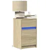 Image de vidaXL Armoire de chevet avec lumières LED chêne sonoma, table d'appoint, armoire de lit, table d'appoint pour la chambre, 852014