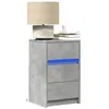 Image de vidaXL Armoire de chevet et lumières LED gris béton bois d'ingénierie, table d'appoint, armoire de lit, table d'appoint pour 852015