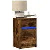 Image de vidaXL Armoire de chevet et lumières LED chêne fumé bois d'ingénierie, table d'appoint, armoire de lit, table d'appoint pour 852016