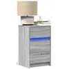 Image de vidaXL Armoire de chevet et lumières LED sonoma gris bois d'ingénierie, table d'appoint, armoire de lit, table d'appoint 852017