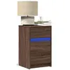 Image de vidaXL Armoire de chevet et lumières LED chêne marron bois ingénierie, table d'appoint, armoire de lit, table d'appoint pour 852018