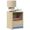 Image de vidaXL Armoires de chevet et lumières LED 2 pcs chêne sonoma, table d'appoint, armoire de lit, table d'appoint pour la 852024