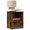 Image de vidaXL Armoires de chevet et lumières LED 2 pcs chêne fumé, table d'appoint, armoire de lit, table d'appoint pour la 852028