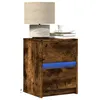 Image de Armoire de chevet et lumières LED chêne fumé bois d ingénierie