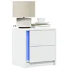 Image de vidaXL Armoire de chevet avec lumières LED blanc bois d'ingénierie, table d'appoint, armoire de lit, table d'appoint pour la 852047