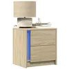 Image de vidaXL Armoires de chevet et lumières LED 2 pcs chêne sonoma, table d'appoint, armoire de lit, table d'appoint pour la 852052