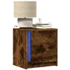 Image de Armoire de chevet et lumières LED chêne fumé bois d ingénierie