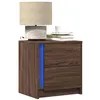 Image de Armoire de chevet et lumières LED chêne marron bois ingénierie