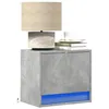 Image de vidaXL Tables de chevet murales avec lumières LED 2 pcs gris béton, table de chevet flottante, support de téléphone, table 852082
