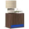 Image de vidaXL Tables de chevet murales avec lumières LED 2 pcs chêne marron, table de chevet flottante, support de téléphone, table 852088
