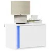 Image de vidaXL Table de chevet murale avec lumières LED blanc, table de chevet flottante, support de téléphone, table de chevet à 852089