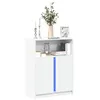 Image de vidaXL Buffet avec LED blanc 77x34x100 cm bois d'ingénierie, meuble de rangement, meuble de rangement cuisine, meuble de 852145