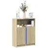 Image de vidaXL Buffet avec LED chêne sonoma 77x34x100 cm bois d'ingénierie, meuble de rangement, meuble de rangement cuisine, meuble 852147