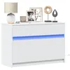 Image de vidaXL Meuble TV avec LED blanc 91x34x61 cm bois d'ingénierie 852180