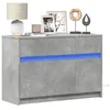Image de Meuble TV avec LED gris béton 91x34x61 cm bois d ingénierie