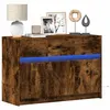 Image de Meuble TV avec LED chêne fumé 91x34x61 cm bois d ingénierie