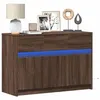 Image de Meuble TV avec LED chêne marron 91x34x61 cm bois d ingénierie