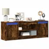 Image de vidaXL Meuble TV avec LED chêne fumé 139,5x34x50 cm bois d'ingénierie 852198