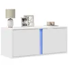 Image de vidaXL Meuble TV mural avec lumières LED blanc 80x31x35 cm, meuble TV suspendu au mur, unité TV flottante, support TV mural, 852257