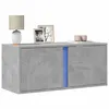 Image de vidaXL Meuble TV mural avec lumières LED gris béton 80x31x35 cm, meuble TV suspendu au mur, unité TV flottante, support TV 852260