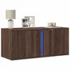 Image de Meuble TV mural avec lumières LED chêne marron 80x31x35 cm