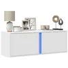 Image de vidaXL Meuble TV mural avec lumières LED blanc 100x31x35 cm, meuble TV suspendu au mur, unité TV flottante, support TV 852264