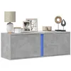 Image de vidaXL Meuble TV mural avec lumières LED gris béton 100x31x35 cm, meuble TV suspendu au mur, unité TV flottante, support TV 852267