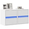 Image de vidaXL Meubles TV muraux avec lumières LED 2 pcs blanc 41x31x45 cm, meuble TV suspendu au mur, unité TV flottante, support 852272