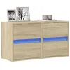 Image de vidaXL Meubles TV muraux lumières LED 2 pcs chêne sonoma 41x31x45 cm, meuble TV suspendu au mur, unité TV flottante, support 852276